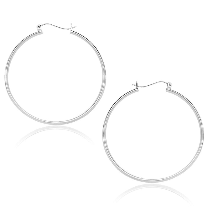 Buy LOVCIA Luxury 10k White Gold Classic Snap Lock Hoop Earrings (1.5mm Width, 40mm Diameter)