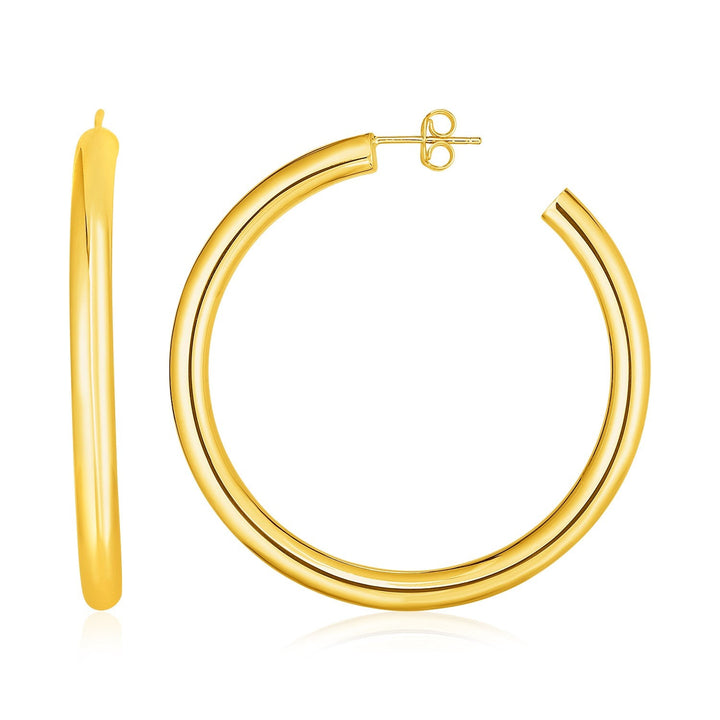 Buy LOVCIA Luxury Classic 14k Yellow Gold Hoop Earrings with Pushback Clasp (4mm x 40mm)