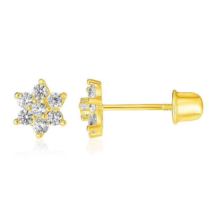 Buy LOVCIA Luxury 14k Yellow Gold Petite Flower Earrings for Children (5mm)