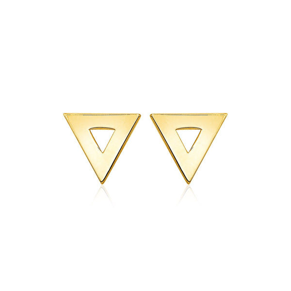 Buy LOVCIA Luxury Classic 14k Yellow Gold Triangle Stud Earrings with Pushback Clasps