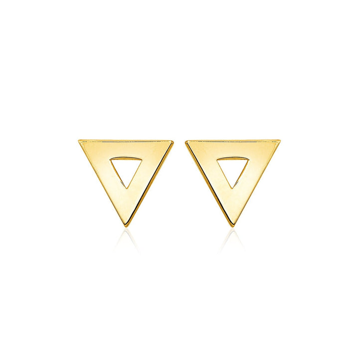 Buy LOVCIA Luxury Classic 14k Yellow Gold Triangle Stud Earrings with Pushback Clasps