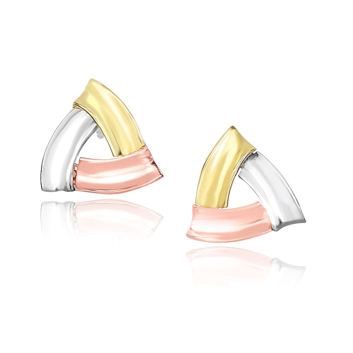 Buy LOVCIA Luxury Tri-Color 14k Gold Geometric Triangle Earrings with Push Backs