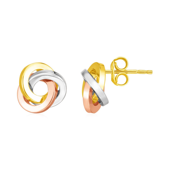 Buy LOVCIA Luxury Dazzling 14K Tri-Color Gold Interlocking Love Knot Earrings (10mm)