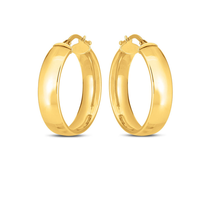 Buy LOVCIA Luxury 14k Yellow Gold Hinged Snap Back Hoop Earrings (6x25mm)