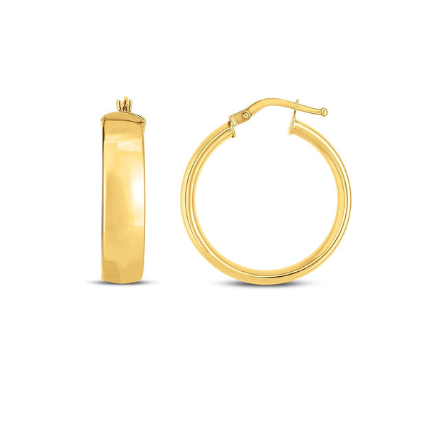 Buy LOVCIA Luxury 14k Yellow Gold Hinged Snap Back Hoop Earrings (6x25mm)