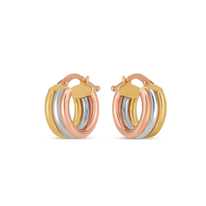 Buy LOVCIA Luxury Elegant 14k Tri-Color Gold Trilogy Hoop Earrings