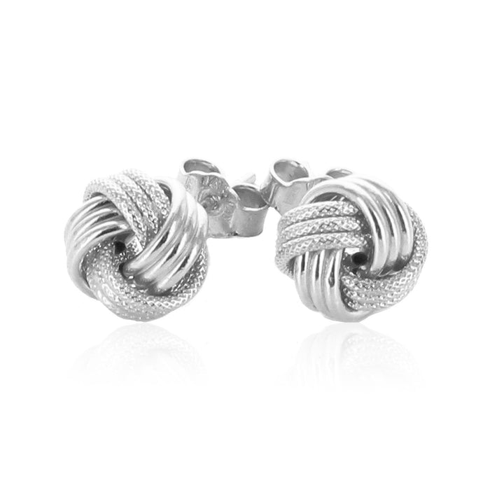 Buy LOVCIA Luxury 14k White Gold Ridge Textured Love Knot Earrings