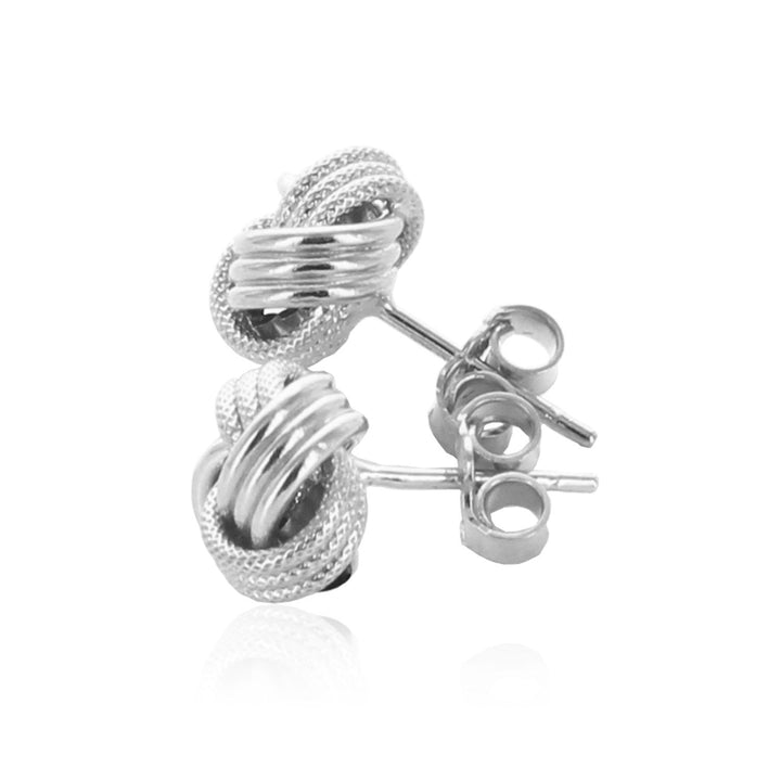 Buy LOVCIA Luxury 14k White Gold Ridge Textured Love Knot Earrings