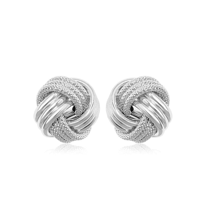 Buy LOVCIA Luxury 14k White Gold Ridge Textured Love Knot Earrings