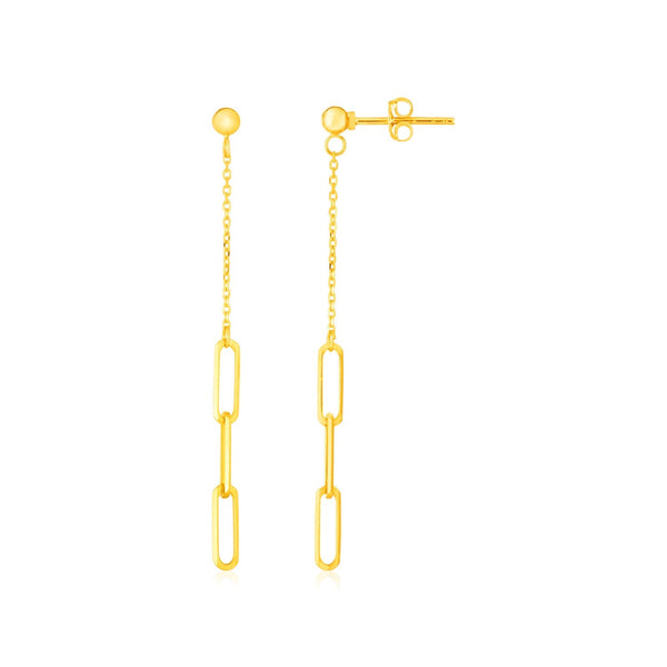 Buy LOVCIA Luxury Radiant 14K Yellow Gold Paperclip Chain Drop Earrings