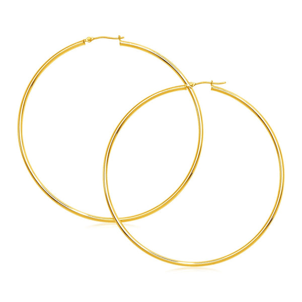 Buy LOVCIA Luxury Large 14k Yellow Gold Hinged Hoop Earrings (2x70mm)