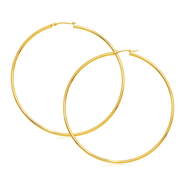 Buy LOVCIA Luxury Large 14k Yellow Gold Hinged Hoop Earrings (2x70mm)