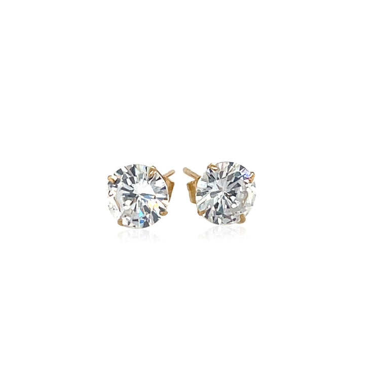 Buy LOVCIA Luxury 14k Yellow Gold 6mm Round Cubic Zirconia Stud Earrings