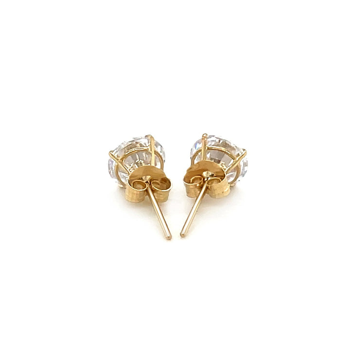 Buy LOVCIA Luxury 14k Yellow Gold 6mm Round Cubic Zirconia Stud Earrings