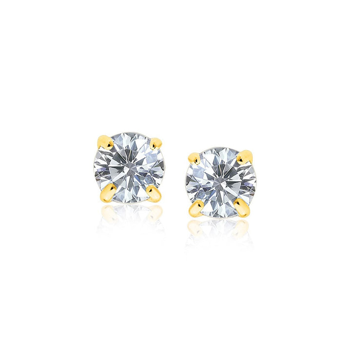 Buy LOVCIA Luxury 14k Yellow Gold 6mm Round Cubic Zirconia Stud Earrings