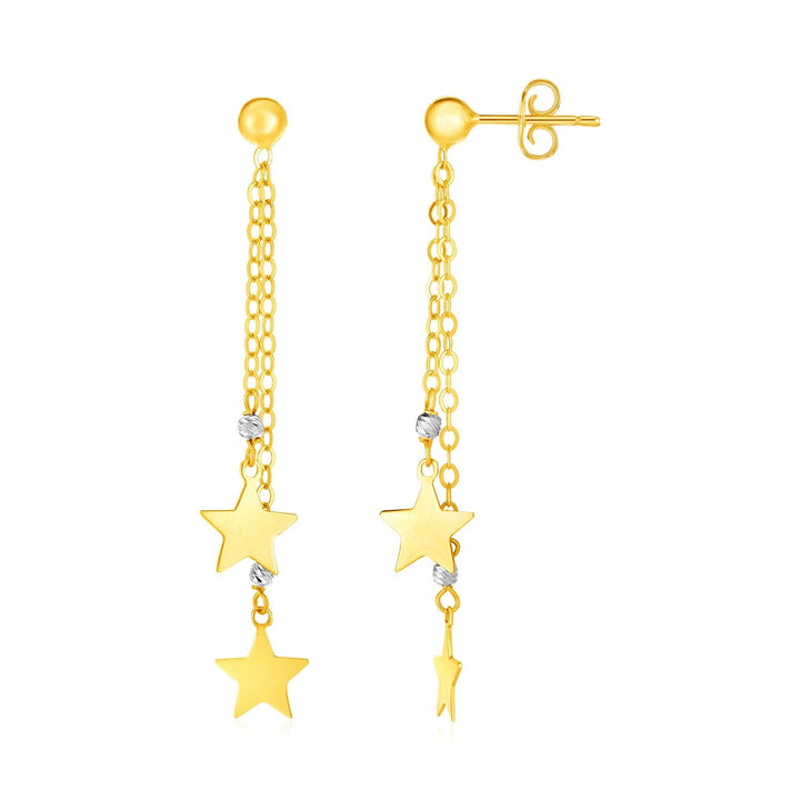 Buy LOVCIA Luxury Two-Tone 14k Gold Star Drop Earrings with Pushback Clasps