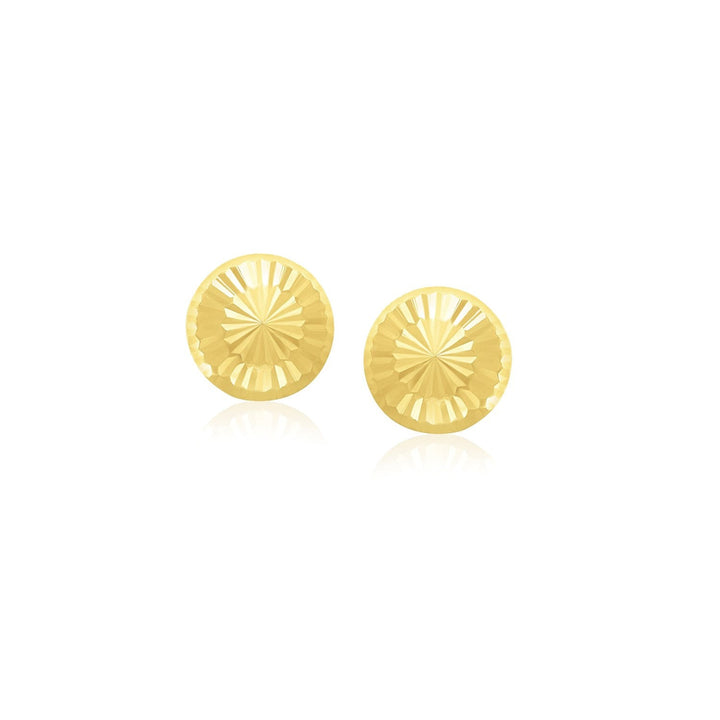 Buy LOVCIA Luxury Sunburst Diamond Cut Flat Stud Earrings in 14k Yellow Gold (6mm)