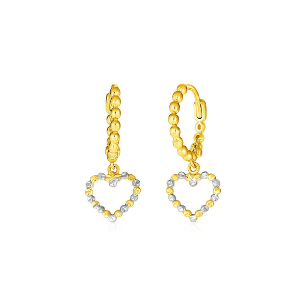 Buy LOVCIA Luxury 14k Two-Tone Gold Hoop Earrings with Textured Hearts