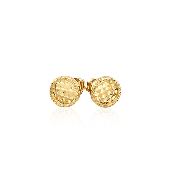 Buy LOVCIA Luxury 14k Yellow Gold Textured Round Stud Earrings