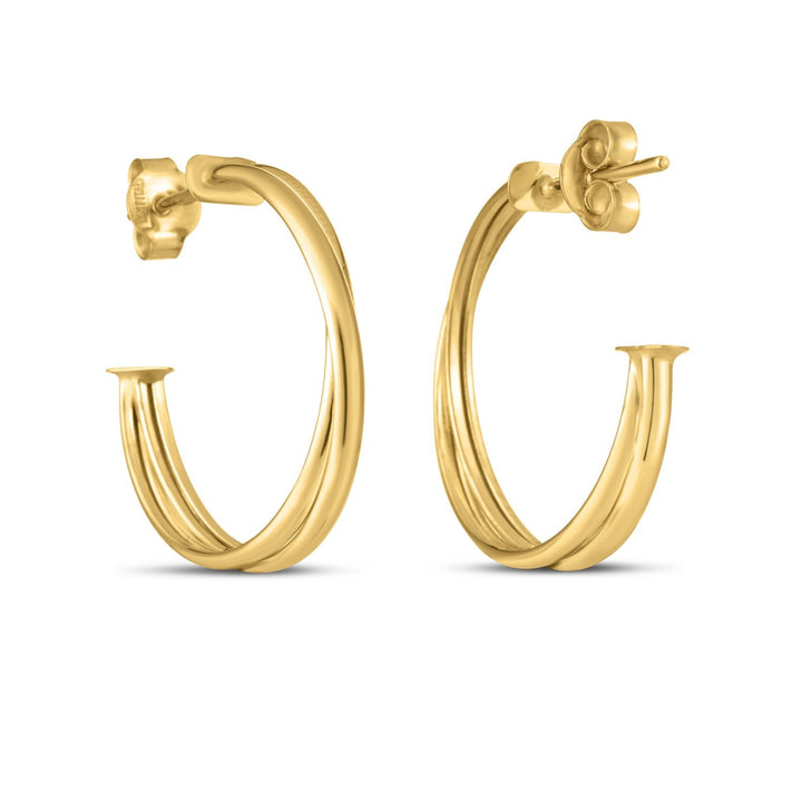 Buy LOVCIA Luxury Glamorous 14k Yellow Gold Crossover Hoop Earrings