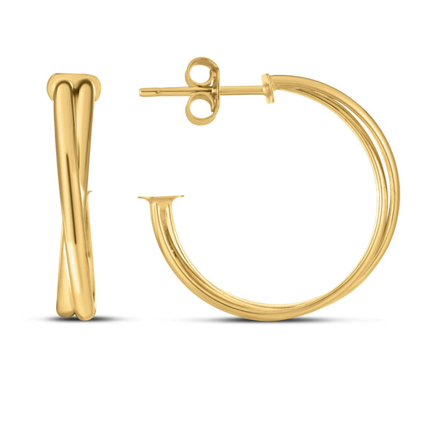 Buy LOVCIA Luxury Glamorous 14k Yellow Gold Crossover Hoop Earrings