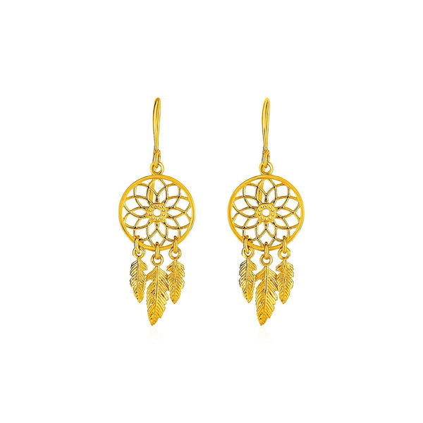 Buy LOVCIA Luxury 14K Yellow Gold Dreamcatcher Dangle Earrings