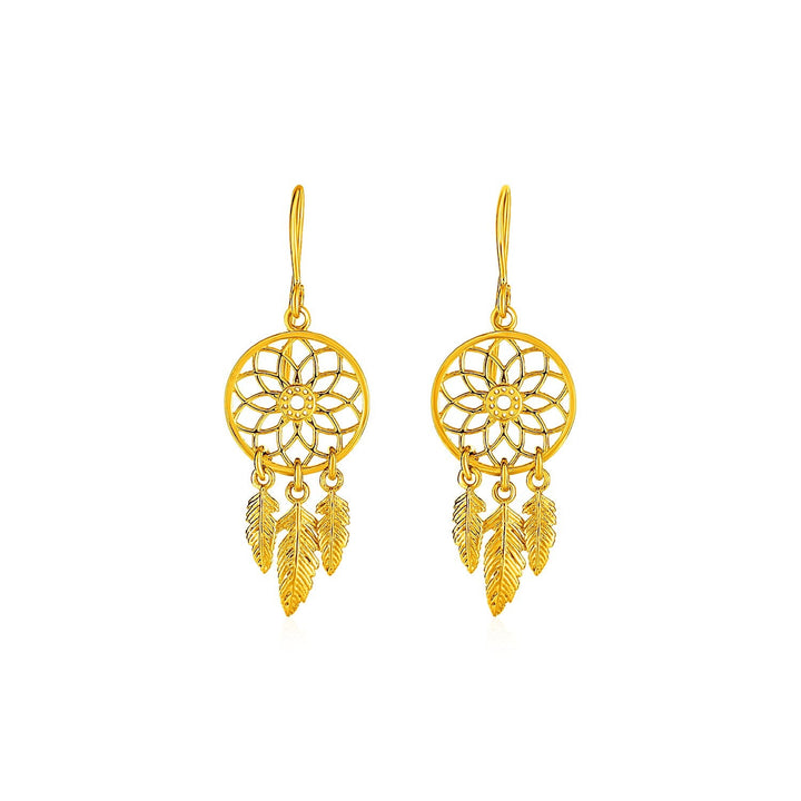 Buy LOVCIA Luxury 14K Yellow Gold Dreamcatcher Dangle Earrings