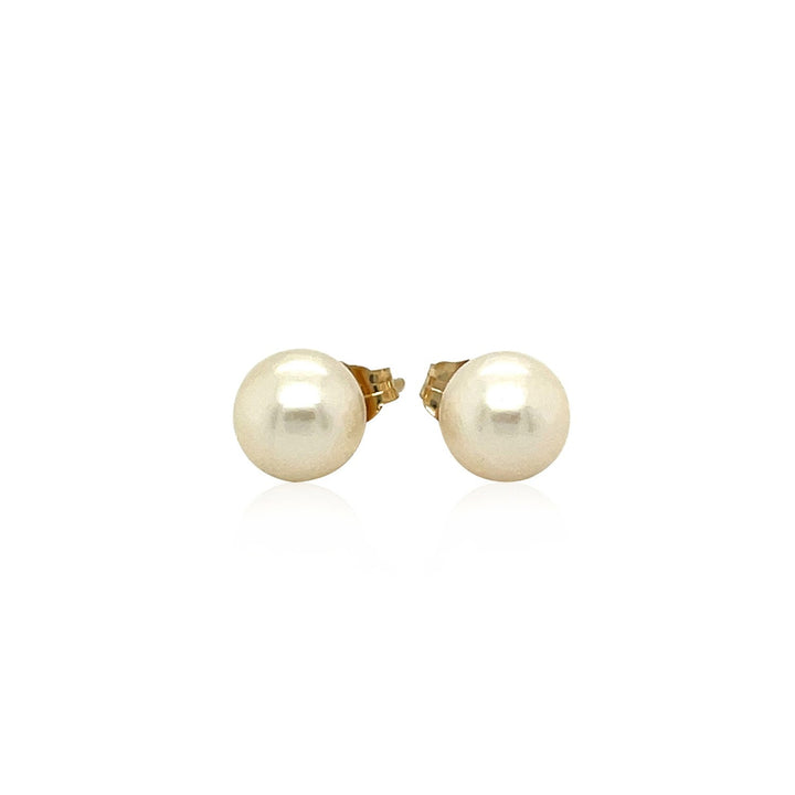 Buy LOVCIA Luxury 14k Yellow Gold Round Freshwater Cultured Pearl Stud Earrings (7mm)