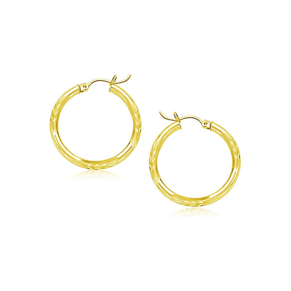 Buy LOVCIA Luxury Classic 10k Yellow Gold Diamond-Cut Hoops with Snap Lock (15mm)