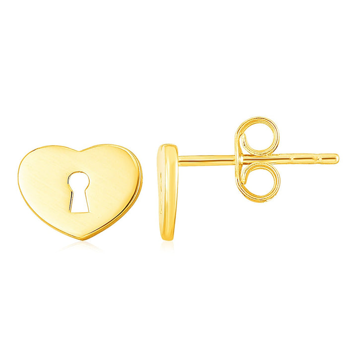 Buy LOVCIA Luxury Heart Padlock Earrings in 14K Yellow Gold