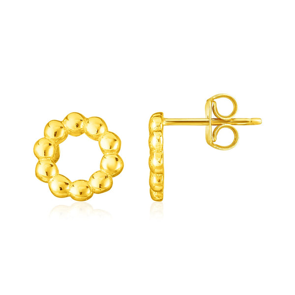 Buy LOVCIA Luxury Glamorous 14K Yellow Gold Beaded Circle Stud Earrings (6.8mm)