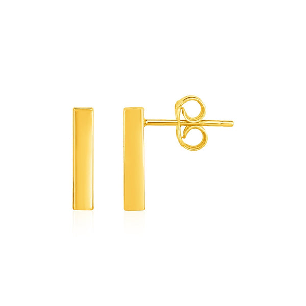 Buy LOVCIA Luxury 14k Yellow Gold Bar Stud Earrings