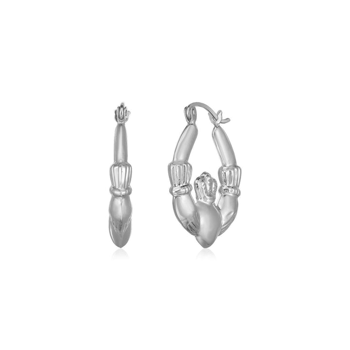 Buy LOVCIA Luxury Elegant 14K White Gold Claddagh Hoop Earrings