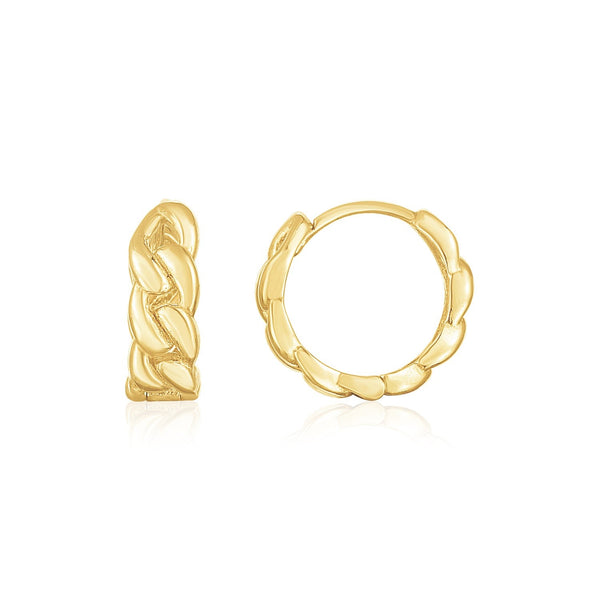 Buy LOVCIA Luxury 14K Yellow Gold Curb Chain Huggie Earrings with Snap Lock (12.4mm)