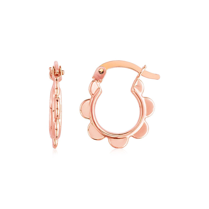 Buy LOVCIA Luxury Delicate Scalloped Petal Hoop Earrings in 14k Rose Gold