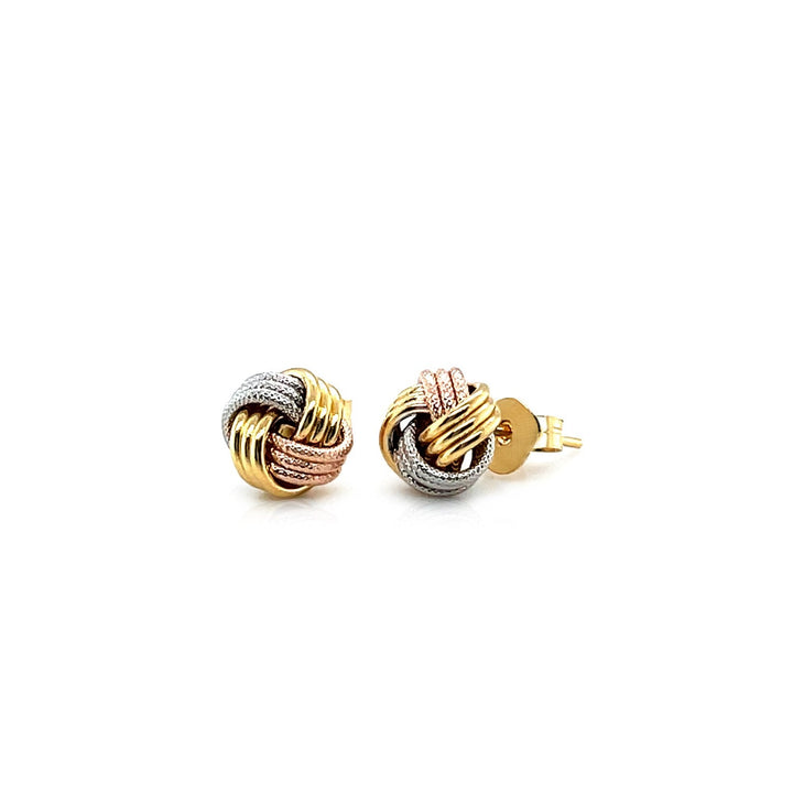 Buy LOVCIA Luxury Tri-Color 14k Gold Love Knot Earrings with Pushback Clasps