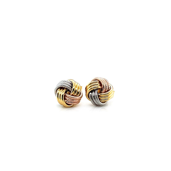 Buy LOVCIA Luxury Tri-Color 14k Gold Love Knot Earrings with Pushback Clasps