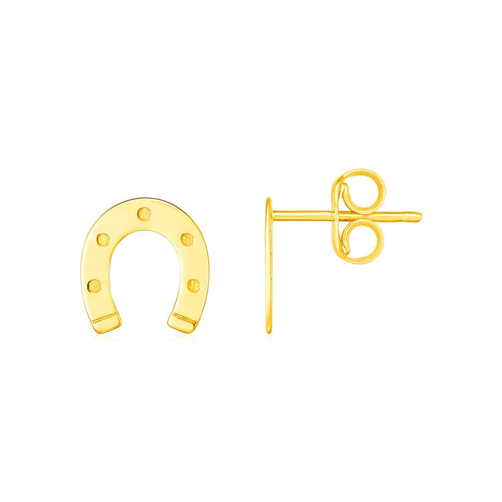 Buy LOVCIA Luxury Lucky Charm 14K Yellow Gold Horseshoe Stud Earrings