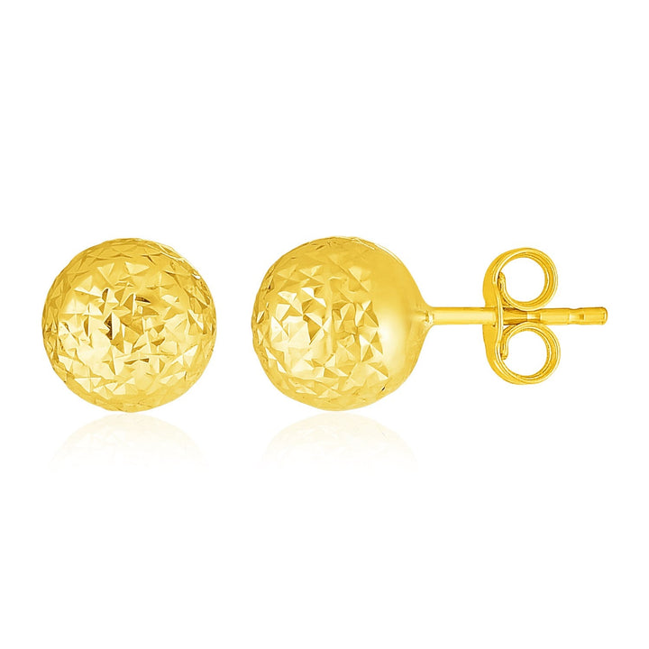 Buy LOVCIA Luxury 14k Yellow Gold Crystal Cut Textured Ball Stud Earrings (7mm)