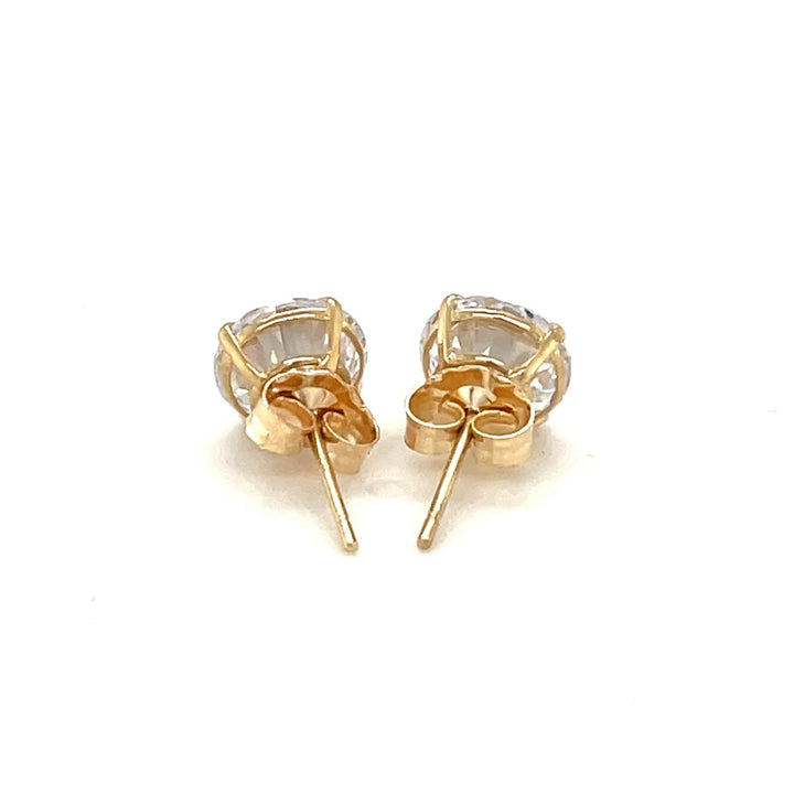 Buy LOVCIA Luxury Radiant 14K Yellow Gold Stud Earrings with 7mm White Cubic Zirconia