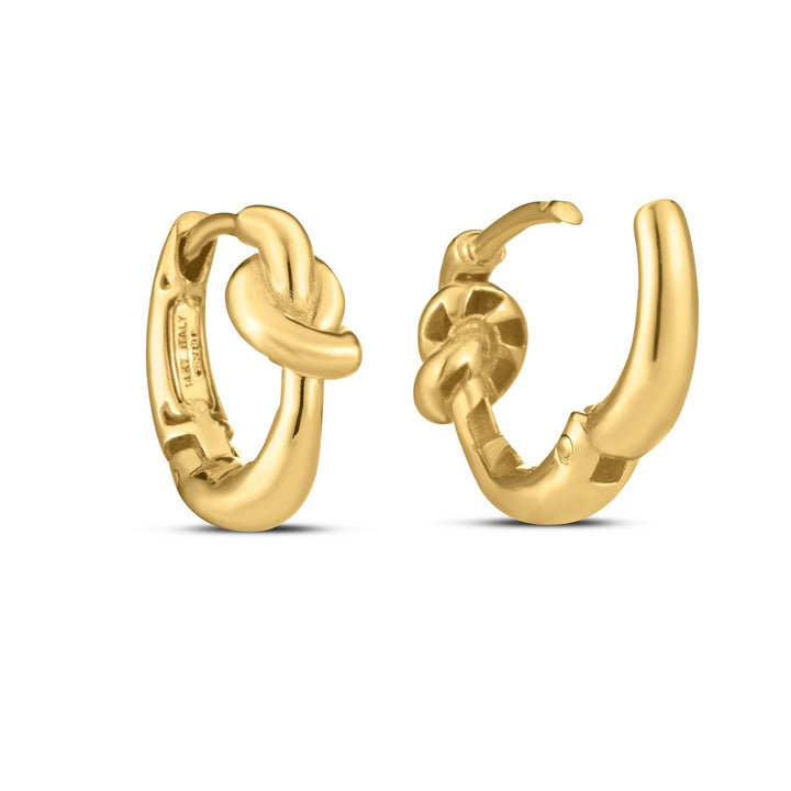 Buy LOVCIA Luxury Classic 14k Yellow Gold Love Knot Hoop Earrings