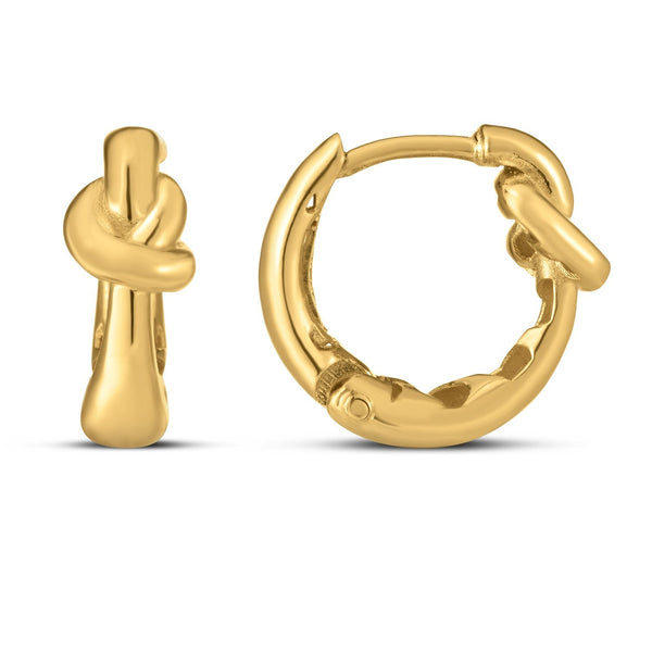 Buy LOVCIA Luxury Classic 14k Yellow Gold Love Knot Hoop Earrings