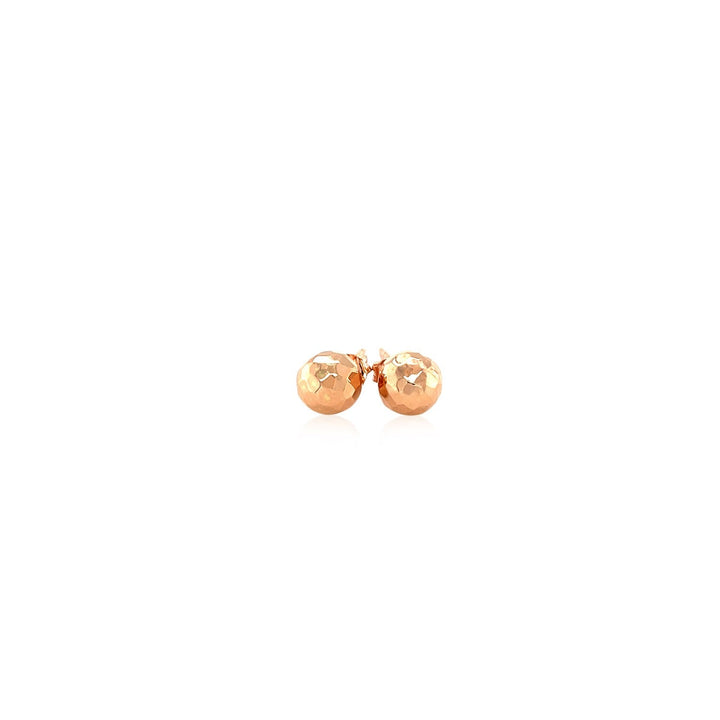 Buy LOVCIA Luxury 14k Rose Gold Faceted Round Stud Earrings with Push Back (7mm)