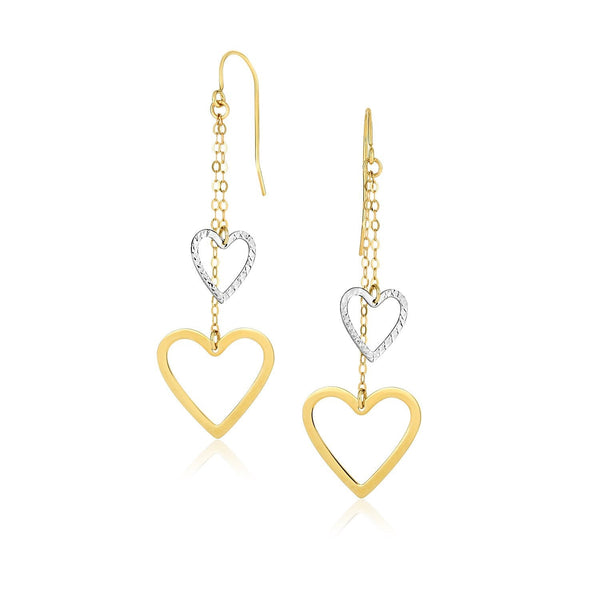 LOVCIA Luxury Two-Tone 10k Gold Heart Cutout Chain Drop Earrings