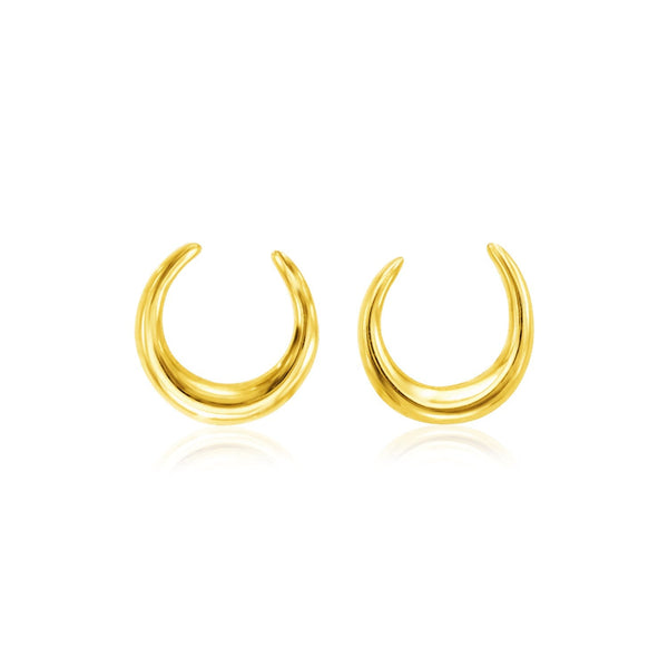 LOVCIA Luxury Classic 14k Yellow Gold Crescent Moon Earrings