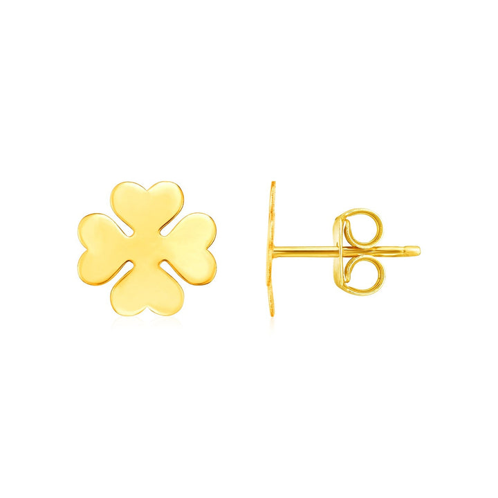 Buy LOVCIA Luxury 14K Yellow Gold Lucky Clover Stud Earrings (10mm)