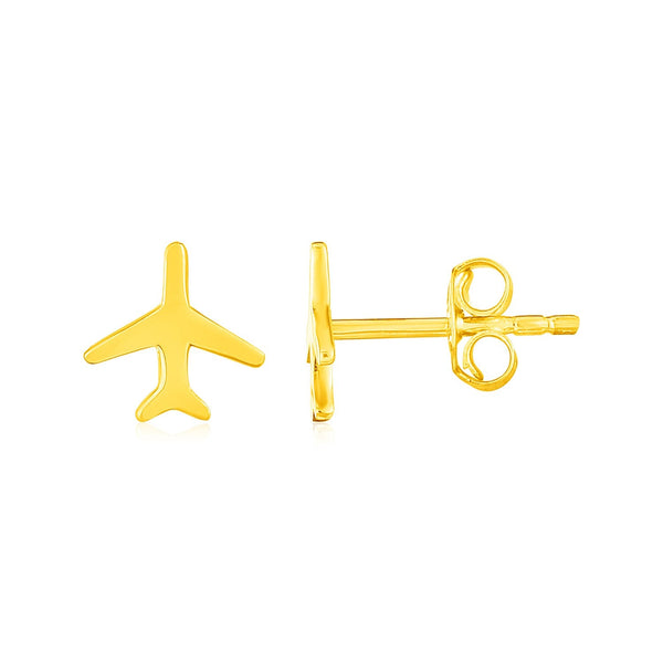 LOVCIA Luxury 14K Gold Airplane-Shaped Stud Earrings