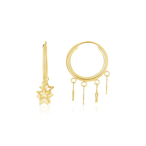 LOVCIA Luxury 14K Gold Starry Charm Huggie Earrings