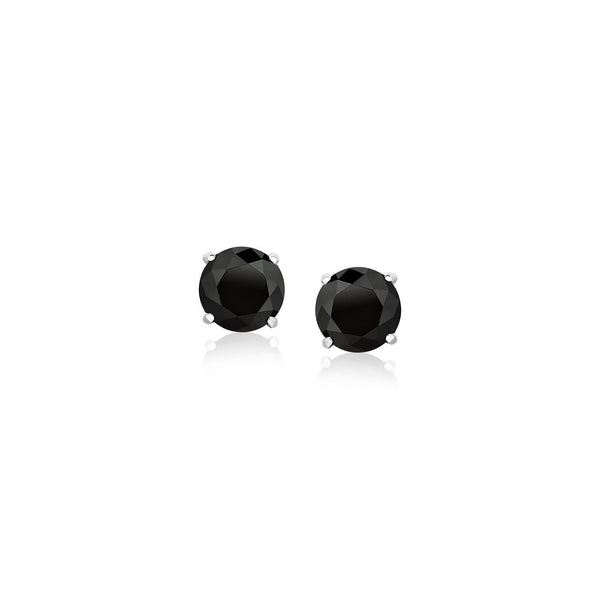 Buy LOVCIA Luxury 14K White Gold Black Cubic Zirconia Stud Earrings (5mm)