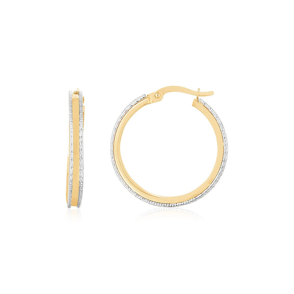 Buy LOVCIA Luxury 14K Two-Tone Gold Diamond Cut Oval Hoop Earrings